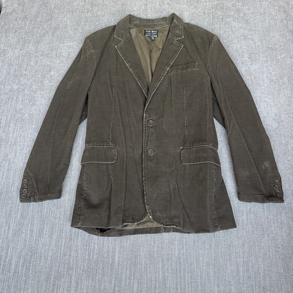 Vintage Lucky Brand Corduroy Blazer Jacket Mens M Olive Green Single Breasted